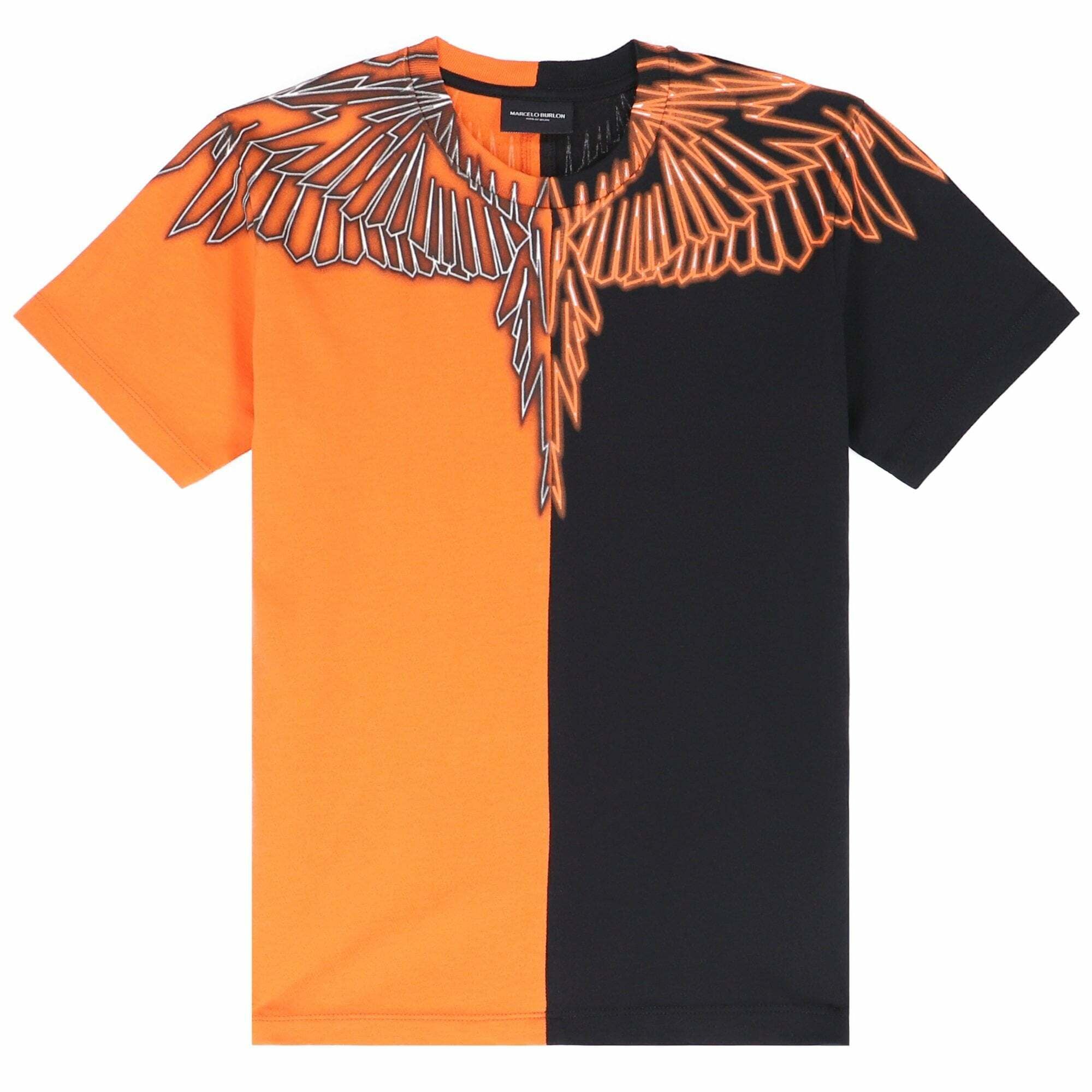 Marcelo Burlon Boys Orange & Black Printed T-Shirt | Junior Couture