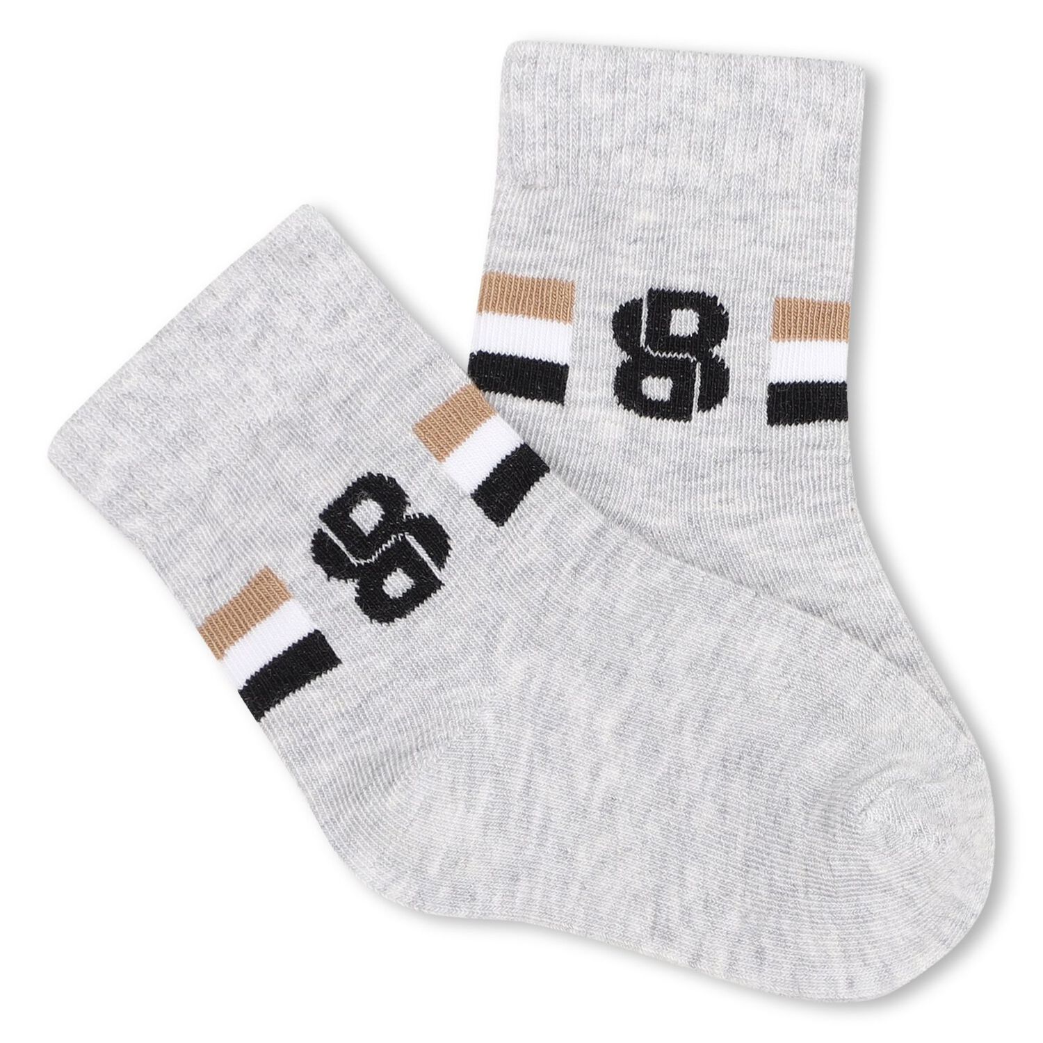 Baby Boys Blue, Grey & Navy Blue Logo Socks ( 3-Pack ), 2, hi-res