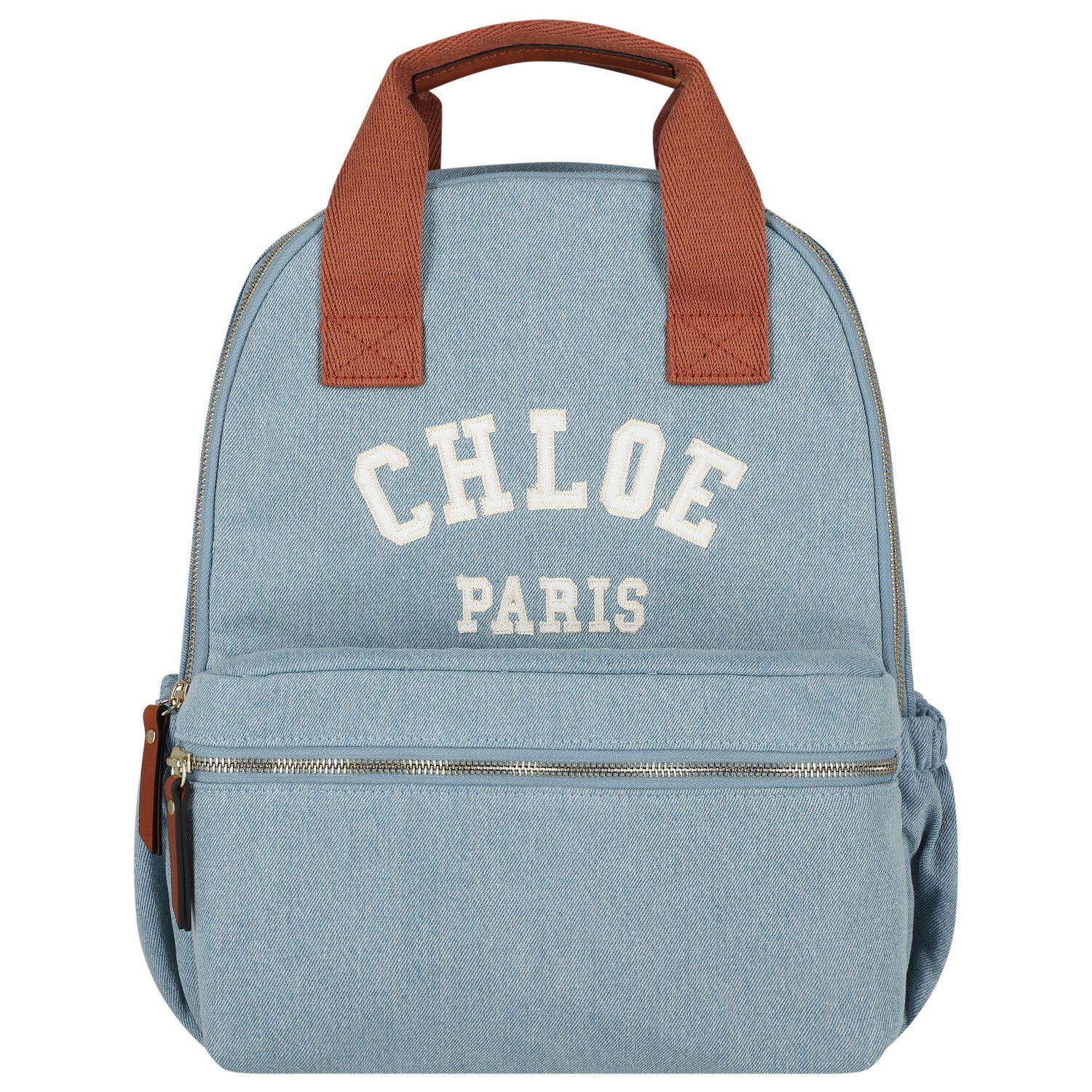 Girls Blue Logo Denim Backpack, 1, hi-res