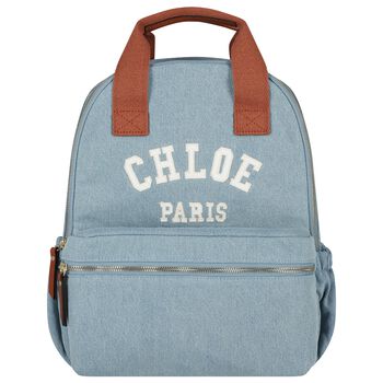 Girls Blue Logo Denim Backpack