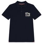 Boys Navy Blue Logo Polo Shirt, 1, hi-res
