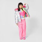 Girls Silver Iridescent Puffer Jacket, 1, hi-res