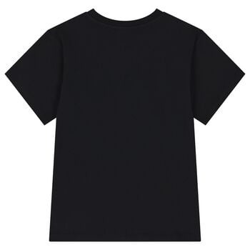 Girls Black Teddy Bear Logo T-Shirt
