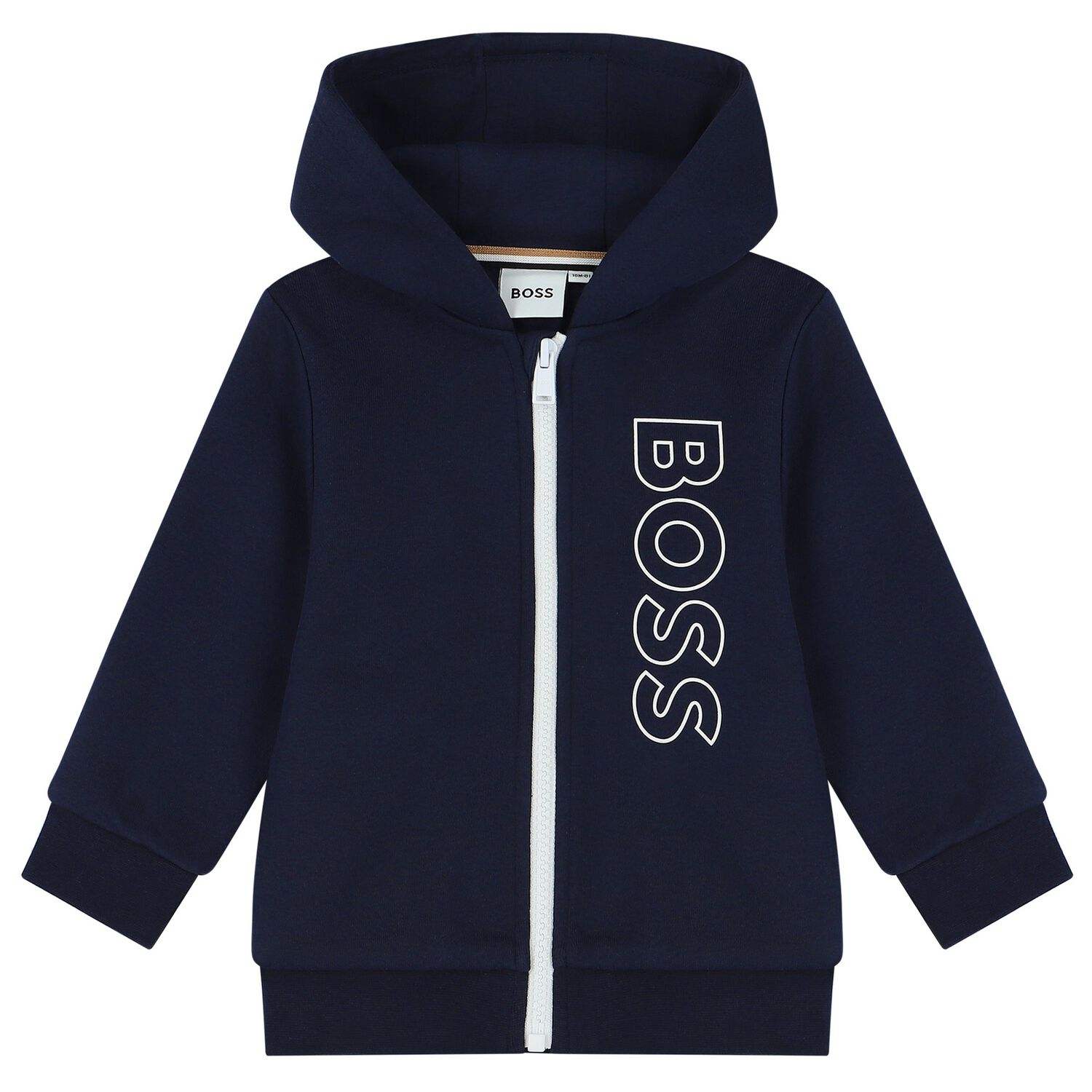 Younger Navy Blue Logo Hooded Zip Up Top, 1, hi-res image number null