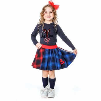 Baby Girls Blue & Red Tartan Skirt