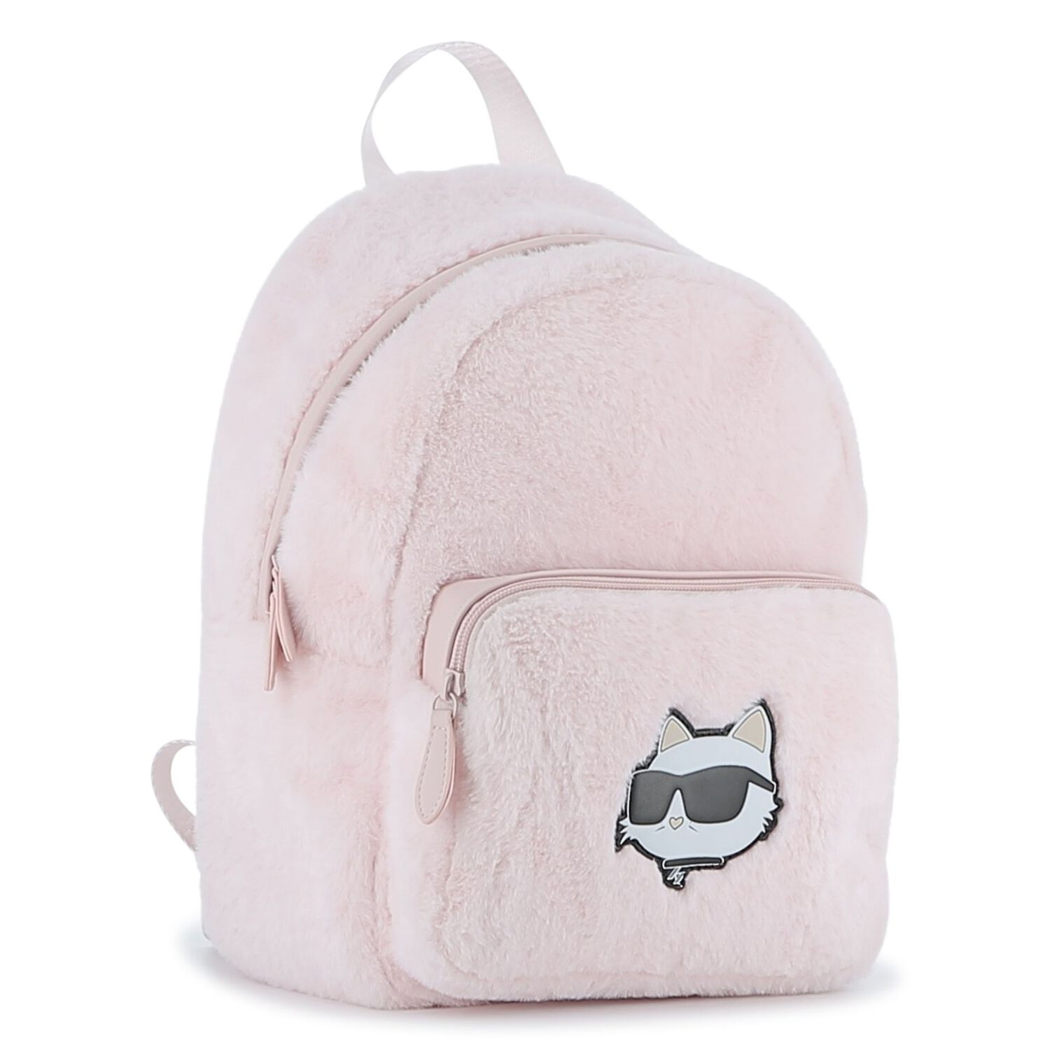 Girls Pink Faux Fur Choupette Backpack, 1, hi-res
