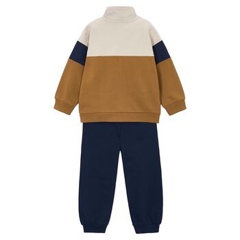 Boys Ivory, Beige & Navy Blue Tracksuit
