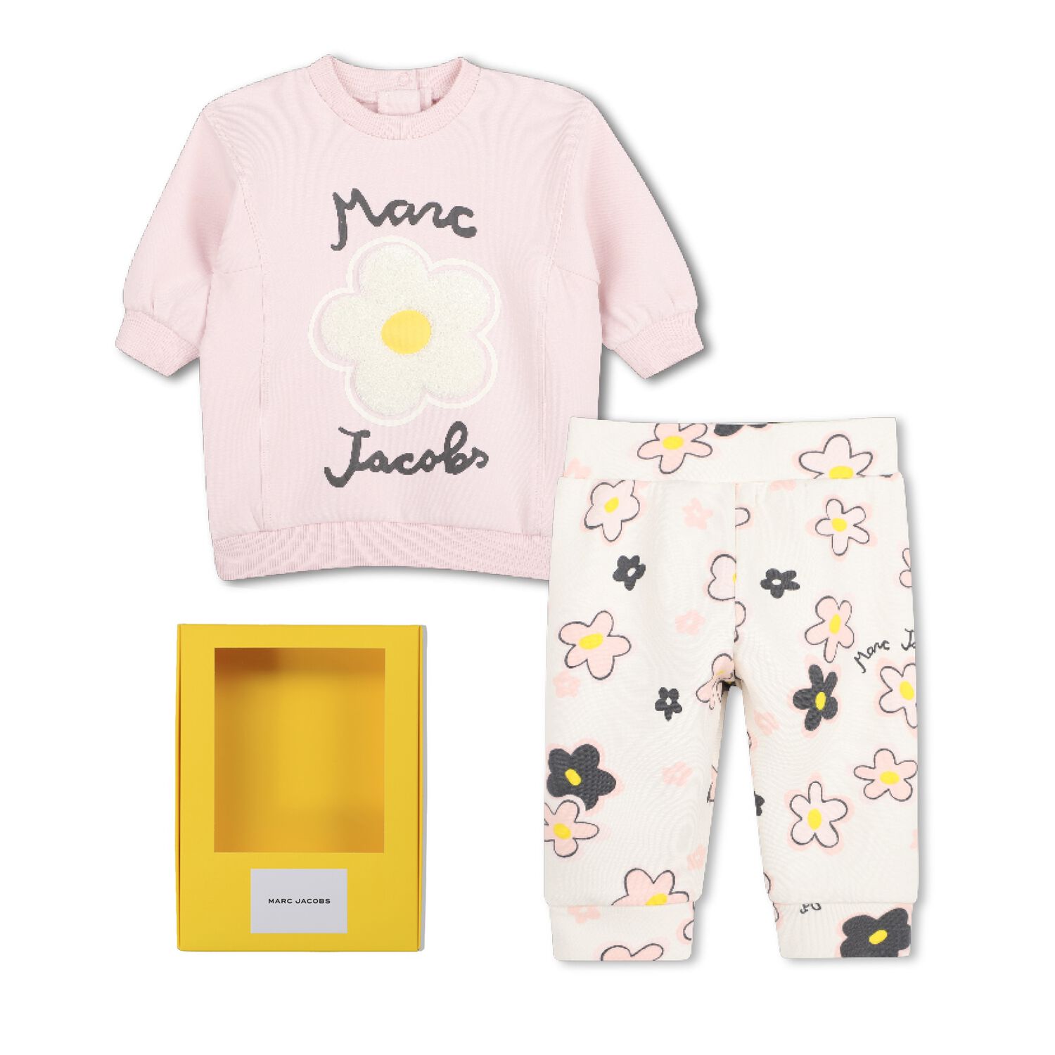 Younger Girls Pink & Ivory Daisy Logo Leggings Set, 1, hi-res