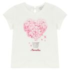 Younger Girls Ivory Diamante Logo T-Shirt, 1, hi-res