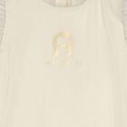 Younger Girls Beige & Gold Ruffled Dress, 1, hi-res