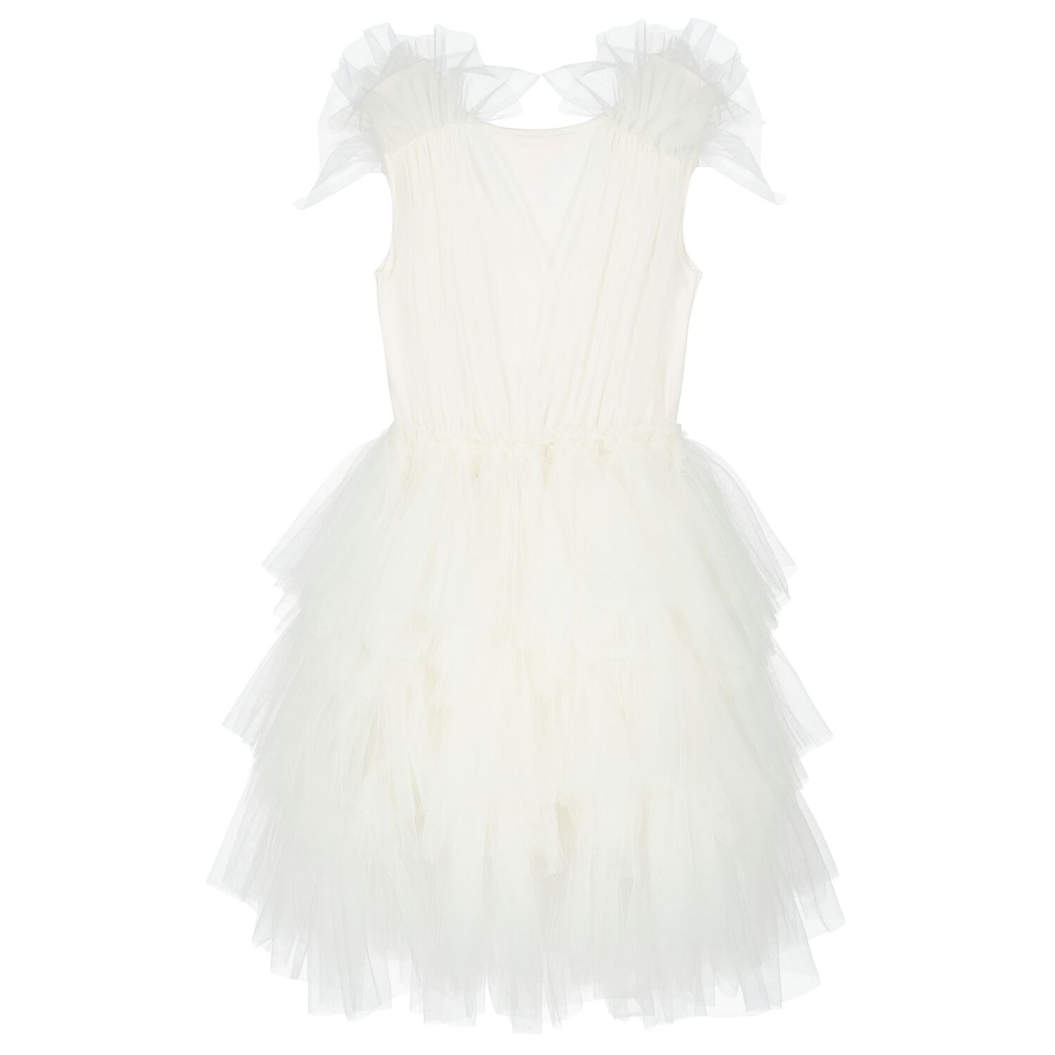 Girls Ivory Embellished Sequin Tulle Dress, 1, hi-res image number null
