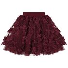 Girls Burgundy 3D Flower & Sequin Tulle Aliza Skirt, 1, hi-res