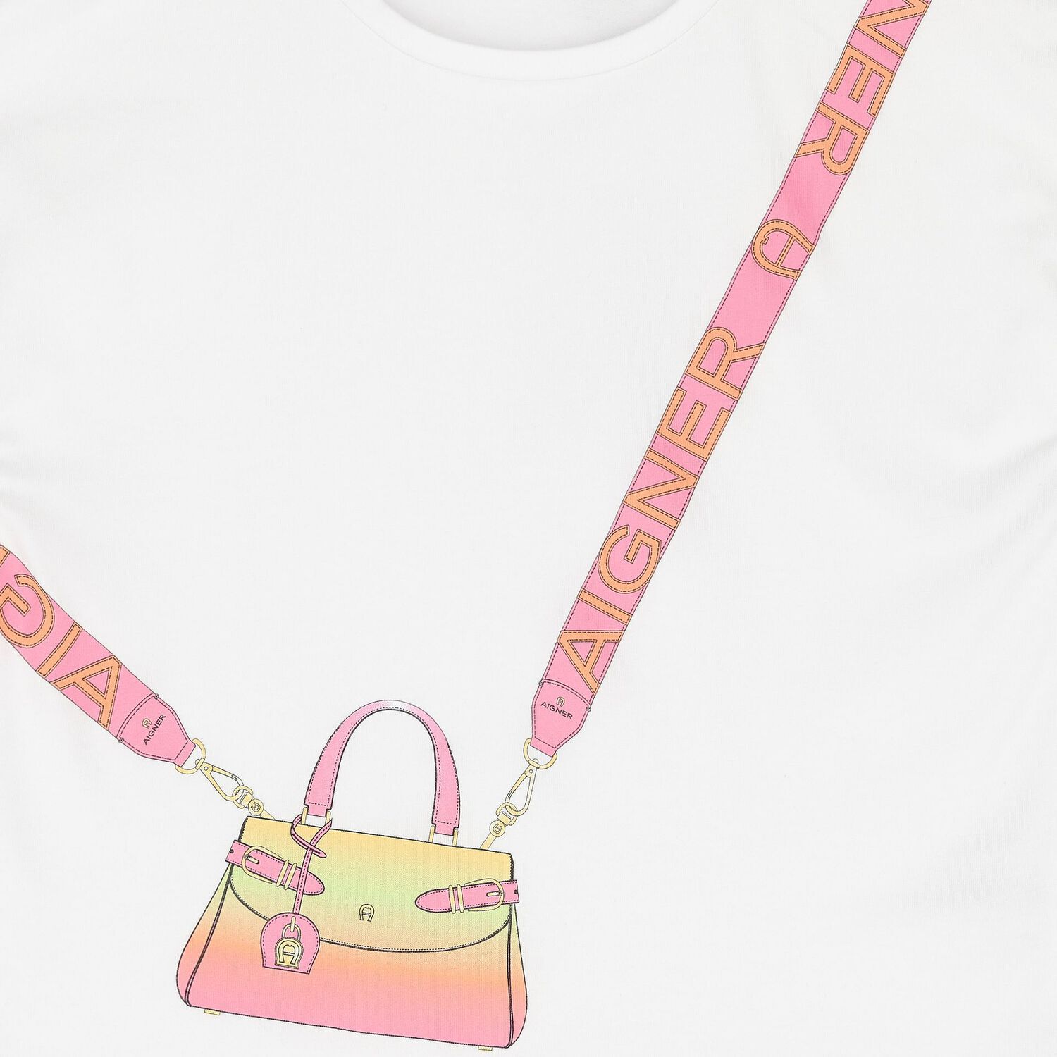 Girls White & Pink Bag T-Shirt, 1, hi-res