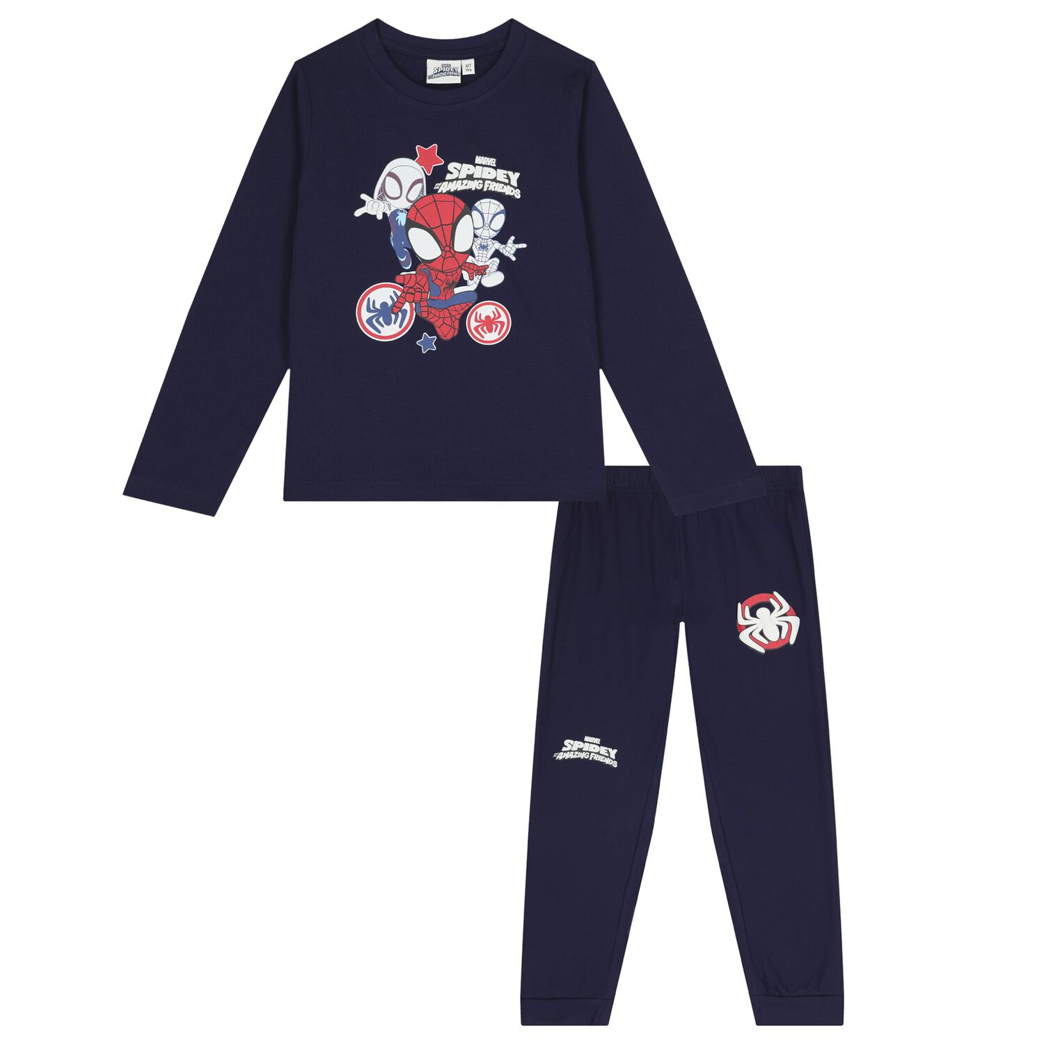 Boys Navy Blue Spiderman Pyjamas, 1, hi-res