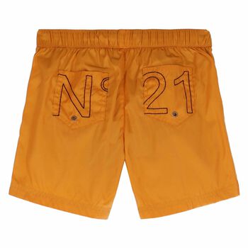 Boys Orange Logo Swim Shorts