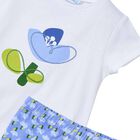 طقم ليجنز بناتي باللونين الأبيض والأزرق مزين بالزهور, 1, hi-res