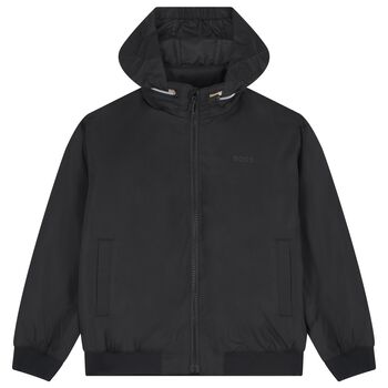 Boys Black Logo Padded Jacket