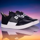 Boys Black Logo Trainers, 1, hi-res