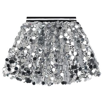 Girls Silver Sequins Skirt