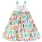 Girls Ivory Logo Dress, 1, hi-res