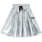 Girls Metallic Silver Logo Skirt, 1, hi-res