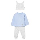 Baby Boys Ivory & Blue 2 Piece Babygrow Set, 3, hi-res
