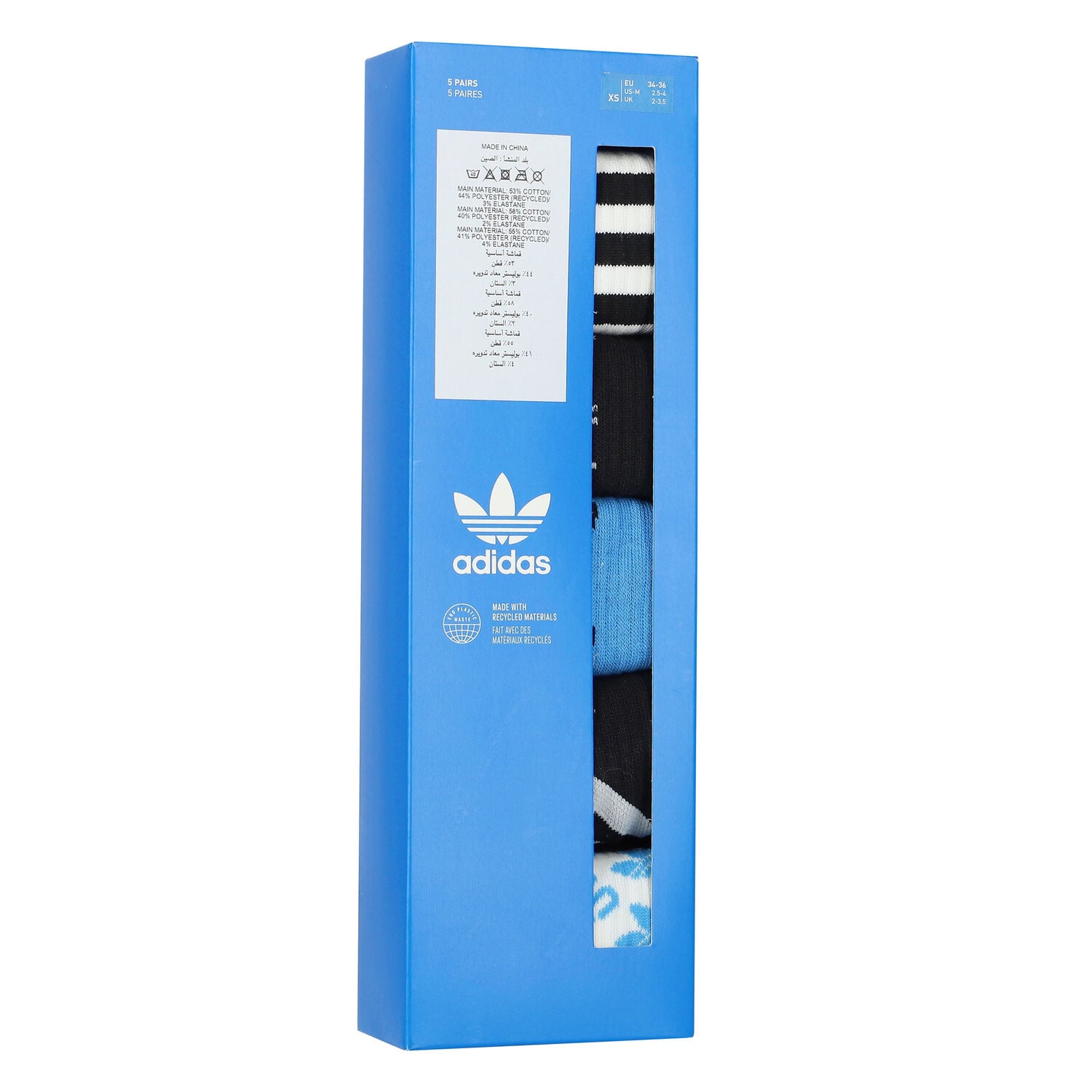 Black, Blue & White Logo Socks ( 5 -Pack ), 1, hi-res