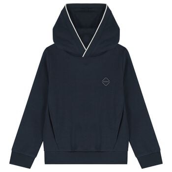 Boys Navy Blue Logo Hooded Top