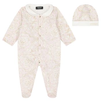 Baby Pink Barocco Babygrow Gift Set