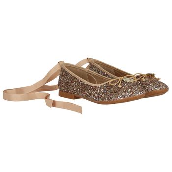 Girls Gold Glitters Ballerina Shoes