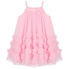 Girls Pink Tulle Dress, 1, hi-res