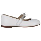 Girls White Embellished Ballerina Shoes, 1, hi-res