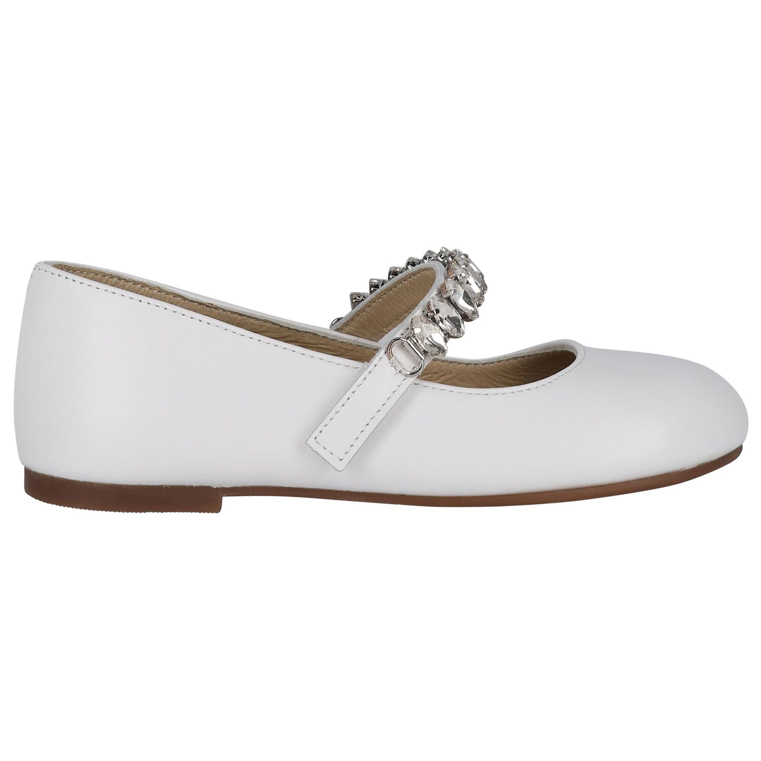 Girls White Embellished Ballerina Shoes, 1, hi-res image number null