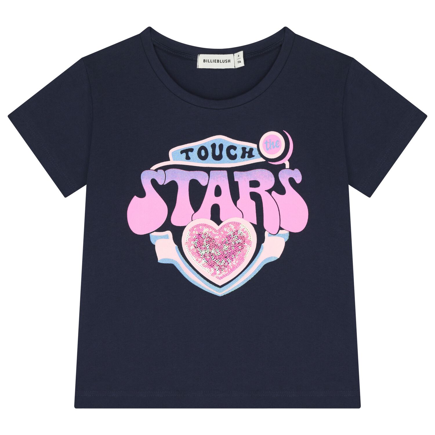 Girls Navy Blue Embellished T-Shirt, 2, hi-res