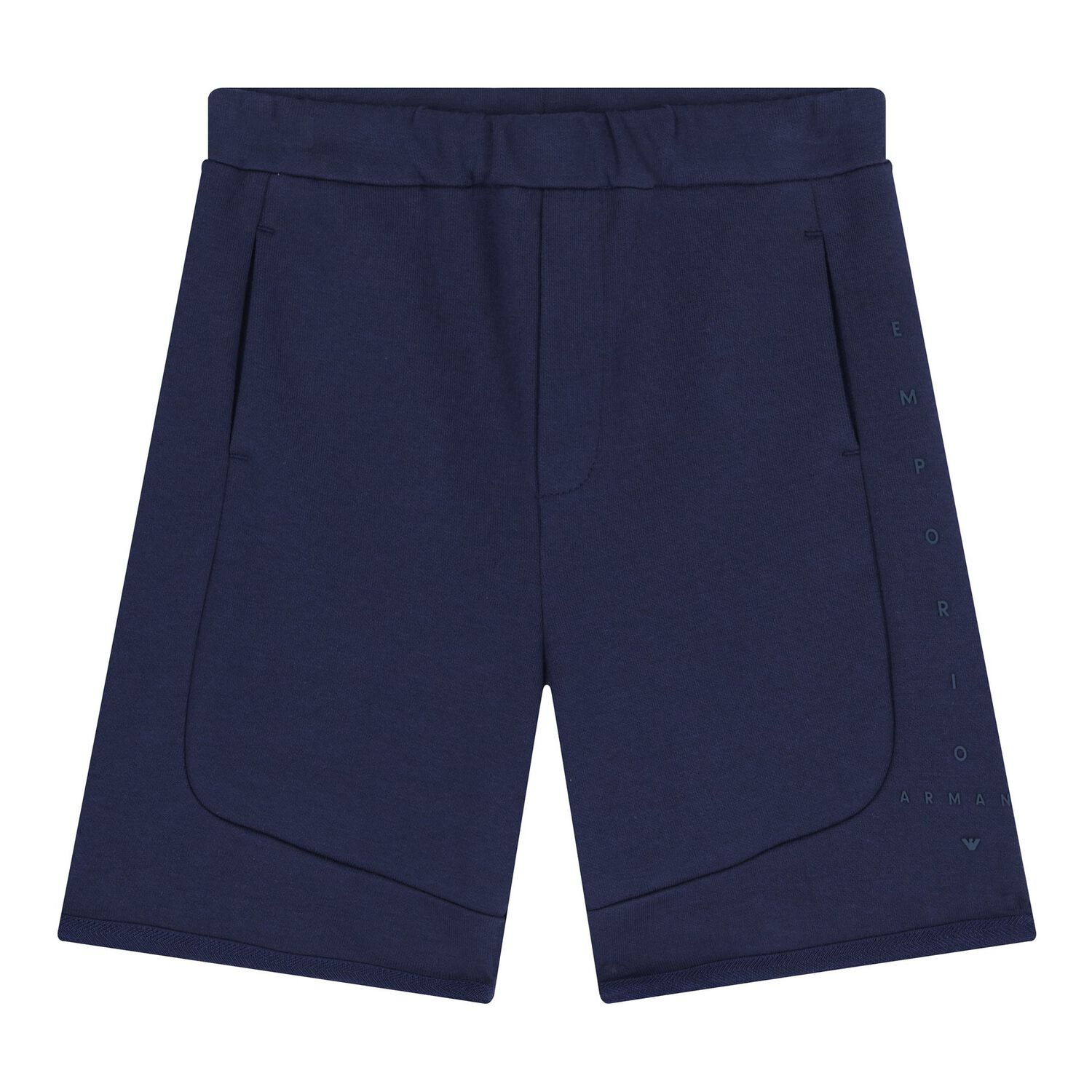 Baby Boys White & Navy Blue Logo Shorts Set, 1, hi-res