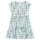 Girls White & Aqua Sleeveless Dress, 1, hi-res