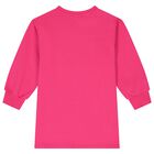 Girls Pink Teddy Bear Logo Swearshirt Dress, 3, hi-res