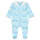 Baby Boys Blue Zig Zag Babygrow , 6, hi-res