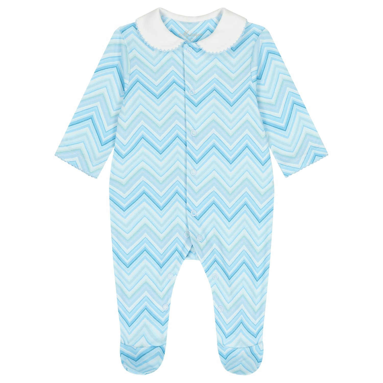 Baby Boys Blue Zig Zag Babygrow , 6, hi-res
