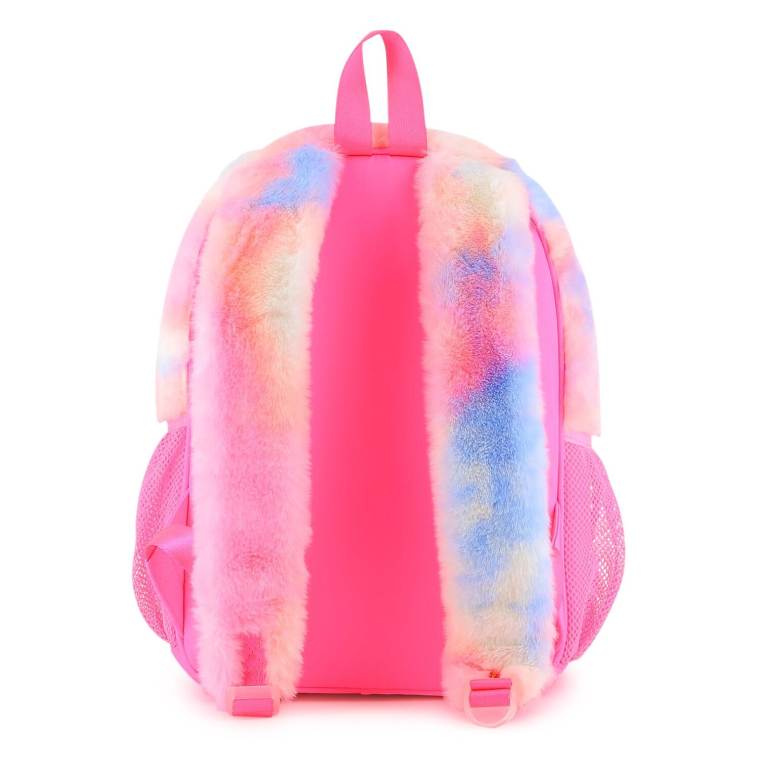 Girls Fluffy Pink Faux Fur Backpack, 1, hi-res