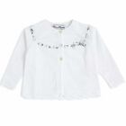 Girls White Cotton Caardigan, 1, hi-res