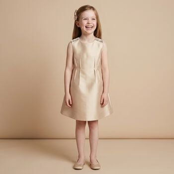 Girls Beige Satin Dress Skirt