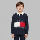 Boys Navy Blue Logo Polo Shirt, 1, hi-res