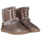 Girls Bronze Faux Leather Boots, 2, hi-res