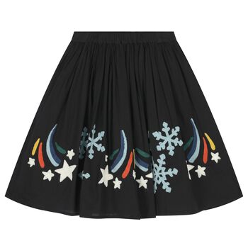 Girls Black Snowflakes Skirt