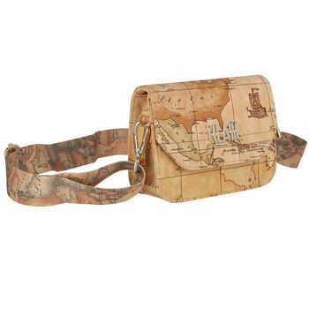 Girls Beige Geo Map Logo Handbag