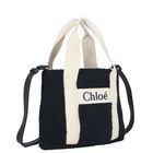 Girls Navy Blue Faux Shearling Logo Handbag, 1, hi-res