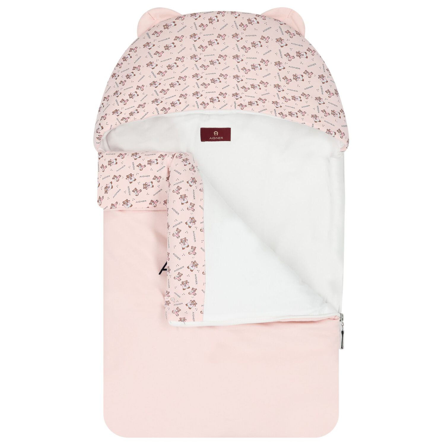 Baby Girls Pink & White Teddy Bear Logo Nest, 2, hi-res