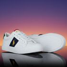 Boys White & Navy Blue Logo Trainers, 1, hi-res