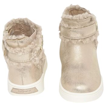 Younger Girls Gold Faux Fur Boots